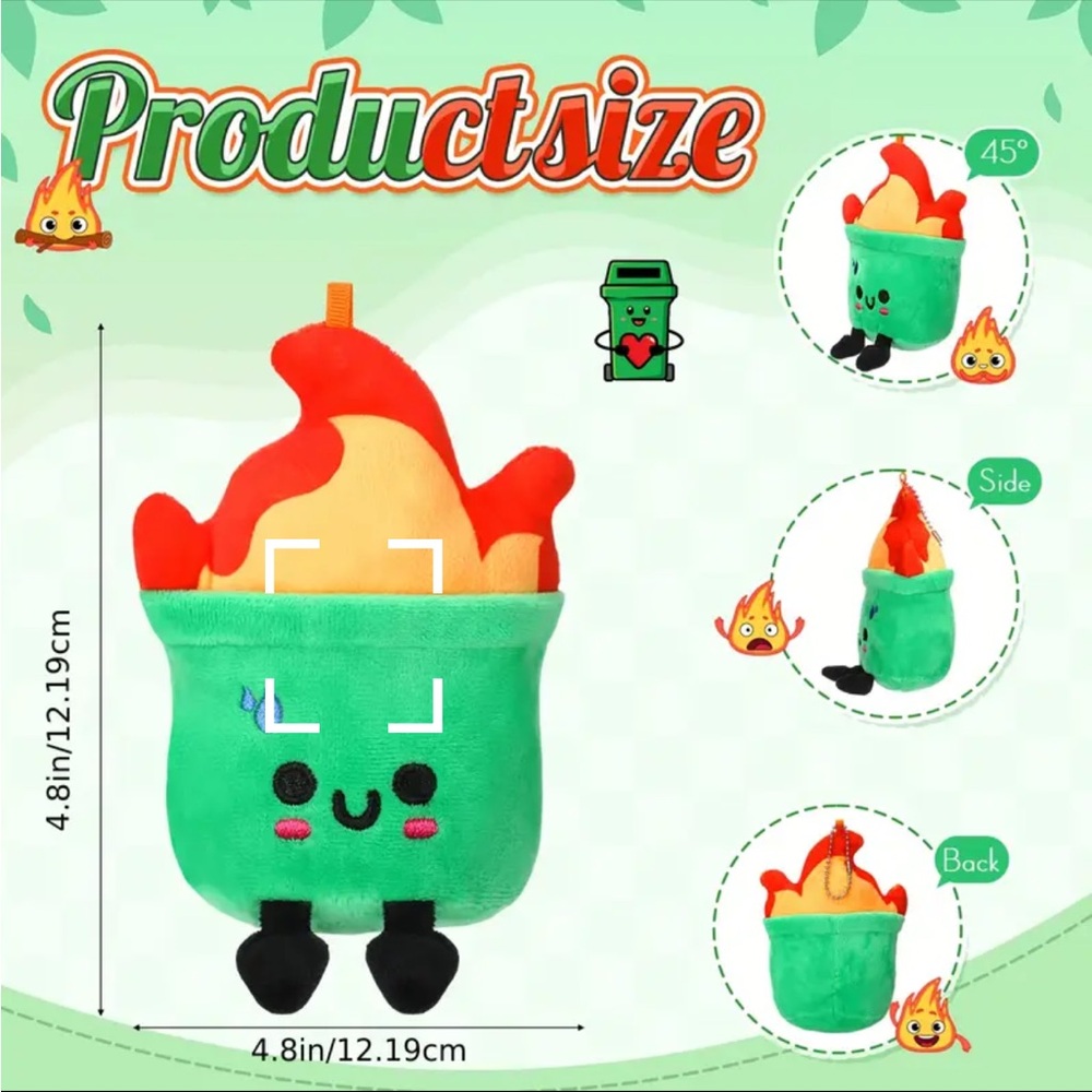 Dumpster Fire Plushie keychain - Picture 2 of 2